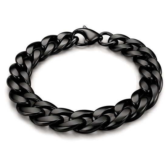 LGT JWLS Stalen heren armband Gourmet schakel Zwart 11mm-21cm