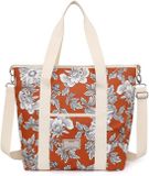 Sac à dos glacière isolant de 15 litres/29 litres à grande capacité, sac de pique-nique réutilisable avec bandoulière réglable, adapté pour l'école, le bureau et le pique-nique (29 litres, orange avec imprimé floral)