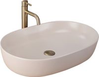 REA Cleo 61 Wastafel Op Het Aanrecht Beige Ovaal Keramiek Mat 60,5x41x14Cm