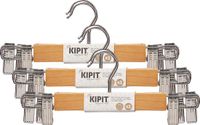 Kipit - Hangers voor broeken/rokken - Set van 9 stuks - Lichtbruin - 28 cm