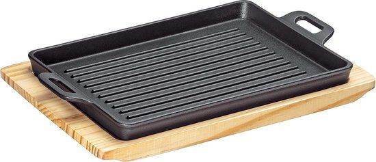 Kuchenprofi BBQ Grillpan - Gietijzer - Gegroefd - 32x22cm - Zwart
