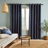 Catherine Lansfield Garen Geverfd Katoen Chambray 46x54 Inch Ooggordijnen Twee Panelen Blauw