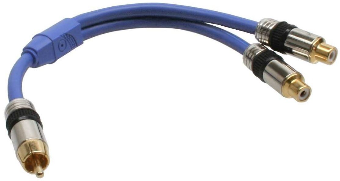 InLine RCA Cable - 0.25m - RCA Male to 2x RCA Female - Blue