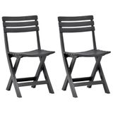 VidaXL Fauteuils pliants, 2 pièces, plastique, anthracite