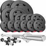 Hop-Sport Kunststof – Halterset – 58 kg – 1 lange halterstang en 2 dumbbellstangen – Schroefsluitingen