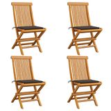 VidaXL Tuinstoel Terras Gecapitonneerde Zitting Teak Taupe 4 Stuks