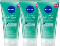 NIVEA Derma Skin Clear Gezichtsscrub - 3 x 150 ml - Voordeelverpakking