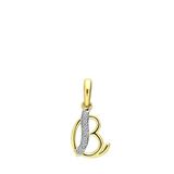 Lucardi Dames alfabet hanger met diamant (0,03ct) - Hanger - Cadeau - 14 Karaat Goud - Geelgoud
