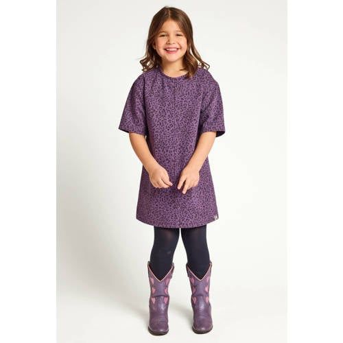 LOOXS little denim korte jurk met panterprint - paars