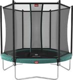 BERG Favorit Regular 330 Trampoline Op Poten - Safety Net Comfort - AirFlow Springdoek - Groen