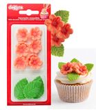 Dekora - Doos Met 8 Roze Bloemen En 5 Groene Suikerblaadjes - Eetbare Taart Toppers - Suiker Verjaardagstaart Decoratie