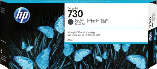 HP 730 Matte Black DesignJet Ink Cartridge - 300 ml