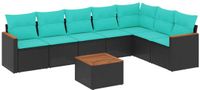 vidaXL 8-delige tuinbankset met kussens, zwart, polyrotan