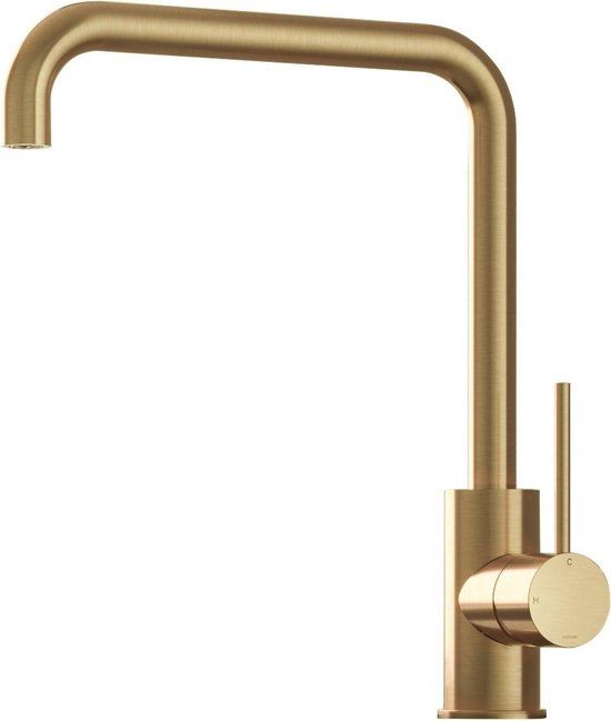 Hotbath Cobber Keukenmengkraan - Geborsteld Messing - 31.5 cm