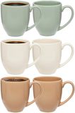 5Five Koffiemokken Venice - 6x stuks - Keramiek - in 3 kleuren - 480 ml - 9 x 11 cm - Bekers
