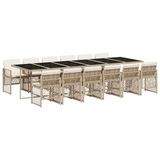 vidaXL 13-delige Tuinset met kussens polyrattan beige
