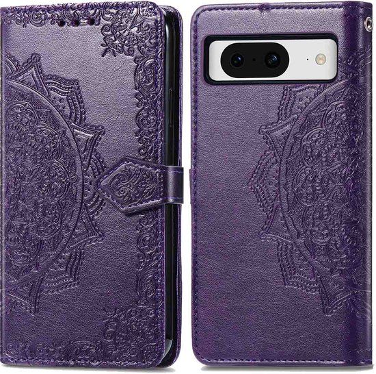 iMoshion Mandala Book Case - Purple - Google Pixel 8 Case with Card Holder