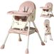 Chaise haute pliable - Modèle 7868 - Réglable - Double plateau - Support jouets - Convient aux 7–12 mois - Rose