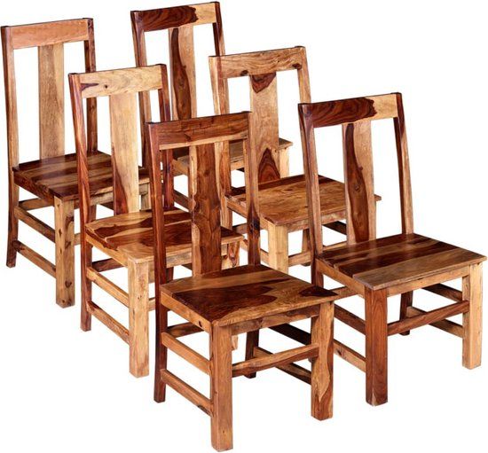 vidaXL Eetkamerstoelen 6 stuks massief hout bruin