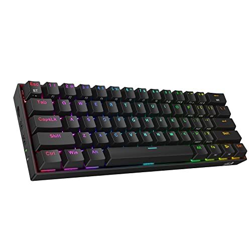 REDRAGON K530 Pro Draconic 60% Bluetooth/bekabeld/2,4 GHz draadloos mechanisch toetsenbord, 61 toetsen, hot-swap-compatibel RGB-gaming-toetsenbord met Clicky blauwe schakelaar, voor Windows/Mac/Android