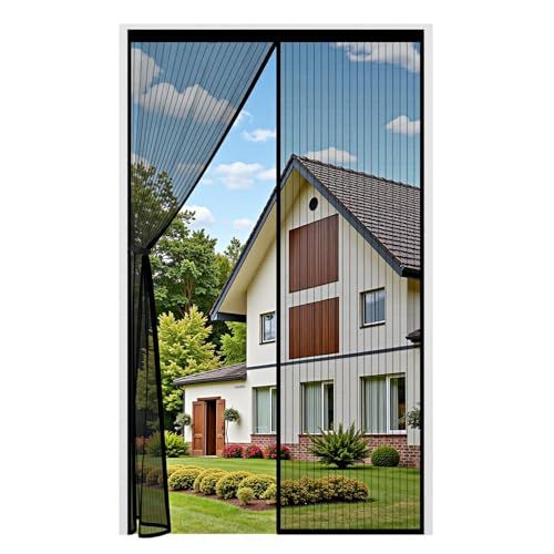 Auxmir Magnetisch vliegenhor balkondeur 80x210cm insectenhordeur vliegengordijn voor terrasdeur woonkamer en slaapkamer, zelfklevende montage, zwart