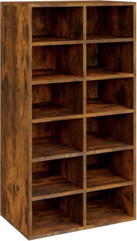 vidaXL Schoenenrek 54x34x100,5 cm bewerkt hout gerookt eikenkleurig