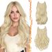 2 pièces d'extensions de cheveux invisibles blondes, longueur 50 cm - Pièces capillaires avec des ondulations naturelles