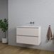Saniclass Chaci Badkamermeubelset - 80x46x55cm - keramische wastafel wit - 1 wasbak - zonder kraangat - 2 lades - mat cotton (beige)