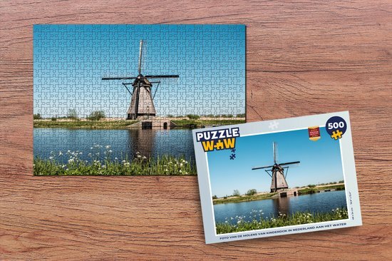 MuchoWow Puzzel Molen - Bloemen - Water - Nederland - Legpuzzel - Puzzel 500 stukjes