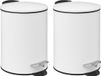 5Five Poubelle à pédale - 2x - Blanc - Métal - 3L - 23 cm - Soft Close