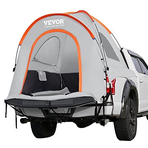 VEVOR Vrachtwagenbed, 5,5-6 ' pick-up trucktent met regenvlieg en draagtas, waterdichte PU2000 mm dubbellaagse vrachtwagentent voor kamperen, geschikt voor 2-3 personen, voor kamperen, reizen,