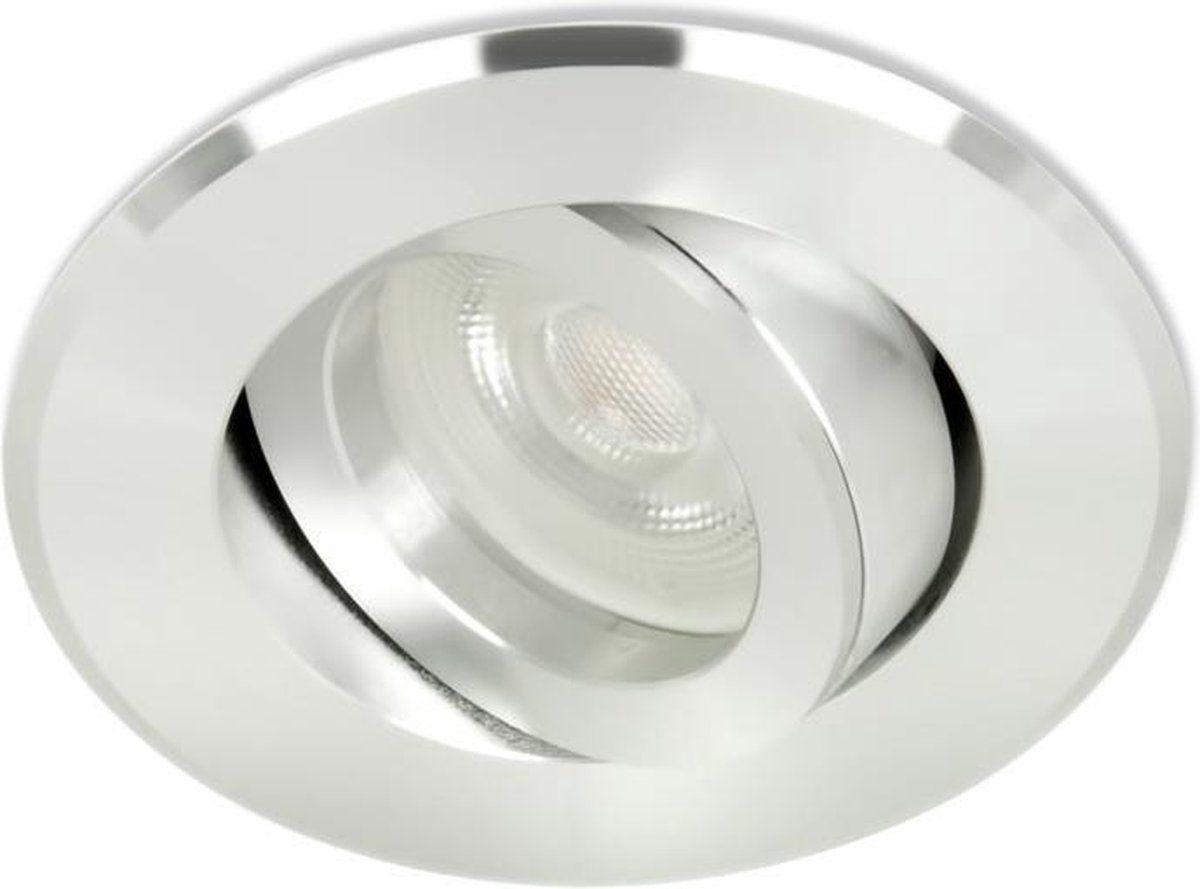 Integral LED Midi inbouwspot Scott - Rond RVS Look - Extra Warm Wit - Dimbaar - 3.6W - Chroom