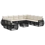 vidaXL Tuinbankenset 11 st Zwart en Cream Wit poly rattan
