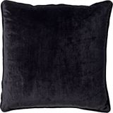 Dutch Decor FINN - Sierkussen 45x45 cm - velvet - effen kleur - Raven - zwart - Inclusief binnenkussen