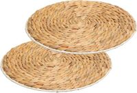 Secret de Gourmet Placemat van afgewerkt zeegras - Set van 4x stuks - naturel - rond - dia 35 cm
