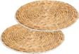 Secret de Gourmet Placemat van afgewerkt zeegras - Set van 4x stuks - naturel - rond - dia 35 cm