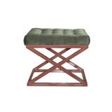Atelier Del Sofa Stijlvolle poef met metalen frame, 50 cm x 42 cm x 40 cm, 100% polyester babyface stof in koper en groen, perfect voor moderne woonruimtes