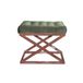 Atelier Del Sofa Stijlvolle poef met metalen frame, 50 cm x 42 cm x 40 cm, 100% polyester babyface stof in koper en groen, perfect voor moderne woonruimtes