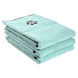 Ritz Geborduurde Microfiber Huisdier Handdoek, Klein, Paw Spa Blauw, 3 Handdoeken Set