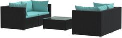 vidaXL Loungeset met Kussens Poly Rattan Zwart