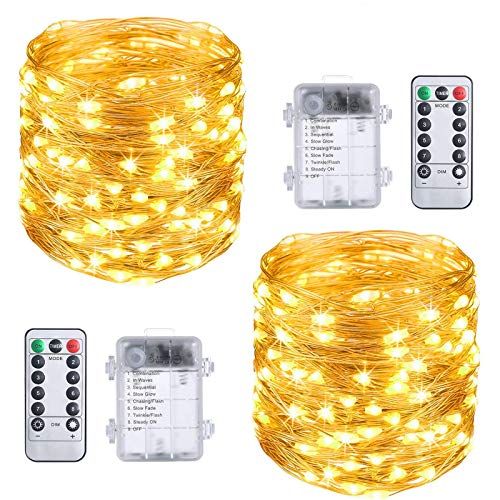 Vicloon LED Fairy Lights - 2 x 10M 100 LEDs - Warm White - Battery Powered
