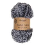 Halbach Wollige breiwol, 100 g kluwen, 2 cm breed, zwart/grijs | Wasbaar imitatiebont garen met Öko-Tex 100-certificering, pluizige wol voor decoreren, breien en haken