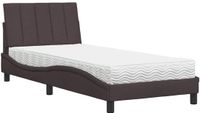 vidaXL Bed met matras "Hanko" stof donkerbruin 90x190 cm