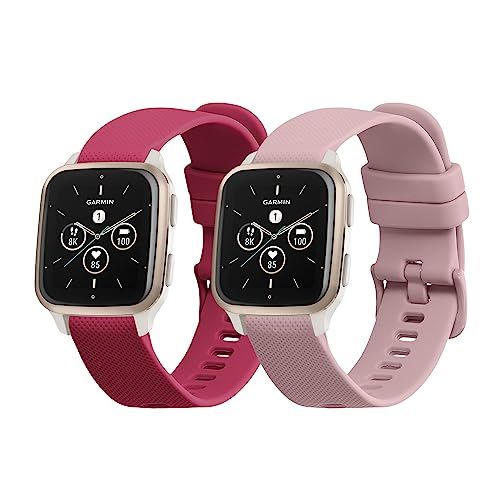 kwmobile 2x horlogebandjes geschikt voor Garmin Venu Sq 2 Music / Sq 2 / Vivoactive 6 / Vivoactive 5 bandje - Smartwatch bandjes van TPU - Activity tracker horloge band in oudroze / bordeauxrood