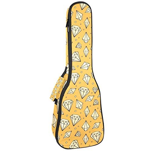 Mersov Concert Ukelele Rugzak, Heavy Duty Ukulele Case Bag met Opslag, Sopraan Concert Tenor Ukelele 10MM Gewatteerde BagBlack SheepsHand Gettekende Diamant Geel Achtergrond