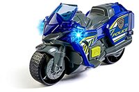 simba Dickie Toys – Polizei Motorrad – Spielzeug Motorrad für Kinder ab 3 Jahren, mit Licht- und Soundeffekte, Freilauf, ausklappbares Warnschild, 15 cm lang