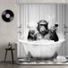 Newsely Grappige aap douchegordijn 182 x 183 cm chimpansee in badkuip zwart wit dier dieren dieren jongens mannen douchegordijn badkamer set moderne koele waterdichte bad decoratie accessoires