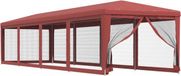vidaXL Partytent met 10 mesh zijwanden 3x12 m HDPE rood
