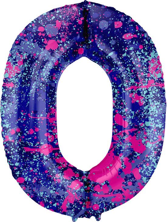 Folat Folieballon Cijfer 0 Paint Splash - 86 cm