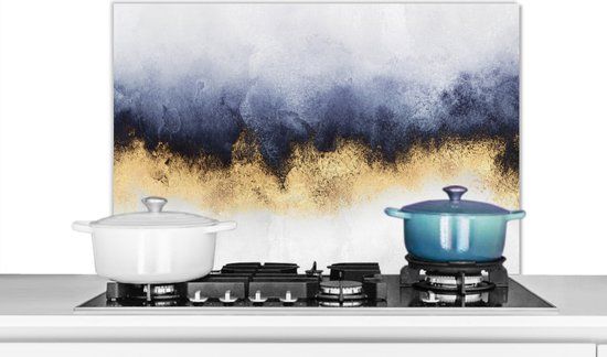 KitchenYeah Spatscherm keuken - Glitter - Goud - Abstract - 90x60 cm - Aluminium